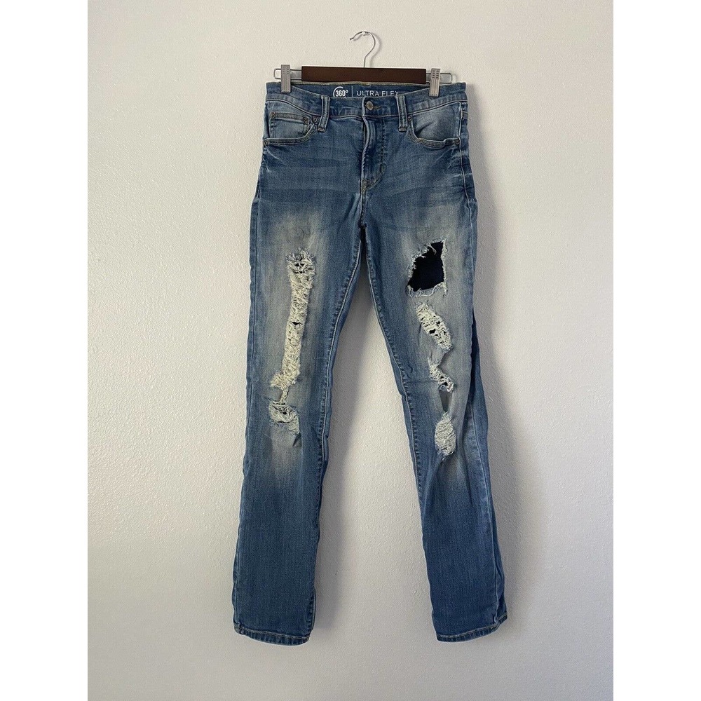 Arizona Jeans Men's‎ 30x32 Skinny 360 Stretch Ultra Flex Distressed Denim Blue